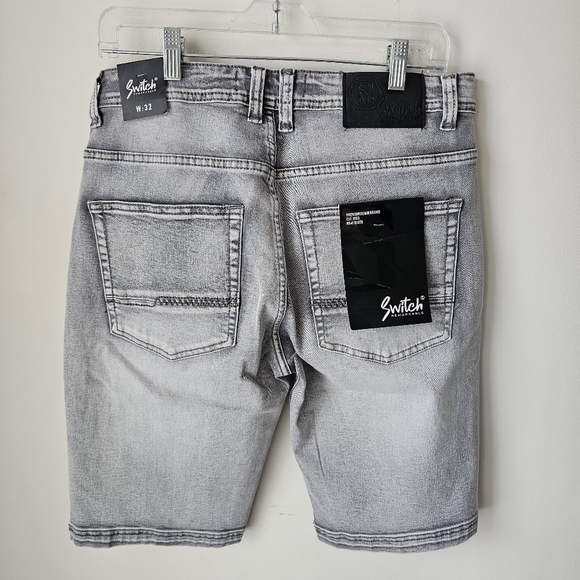 Skinny Fit Men's Gray Shorts with Stretch Size 32 - Picture 13 of 14